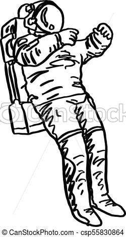 250x470 Doodle Astronaut Vector Illustration Sketch Hand Drawn With Black - Astronaut Line Drawing