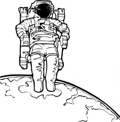 419x425 Free Download Of Science Outline Astronomy Lineart Astronaut Space - Astronaut Line Drawing