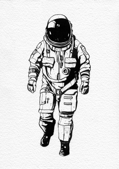 500x707 Image Result For Easy Black And White Drawings Tumblr Art - Astronaut Line Drawing