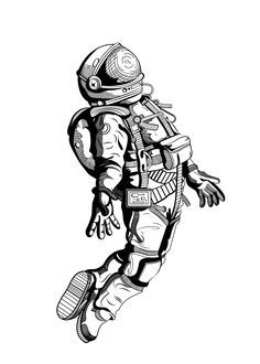 236x330 Creative Artwork In Tattoo Sketches - Astronaut Line Drawing