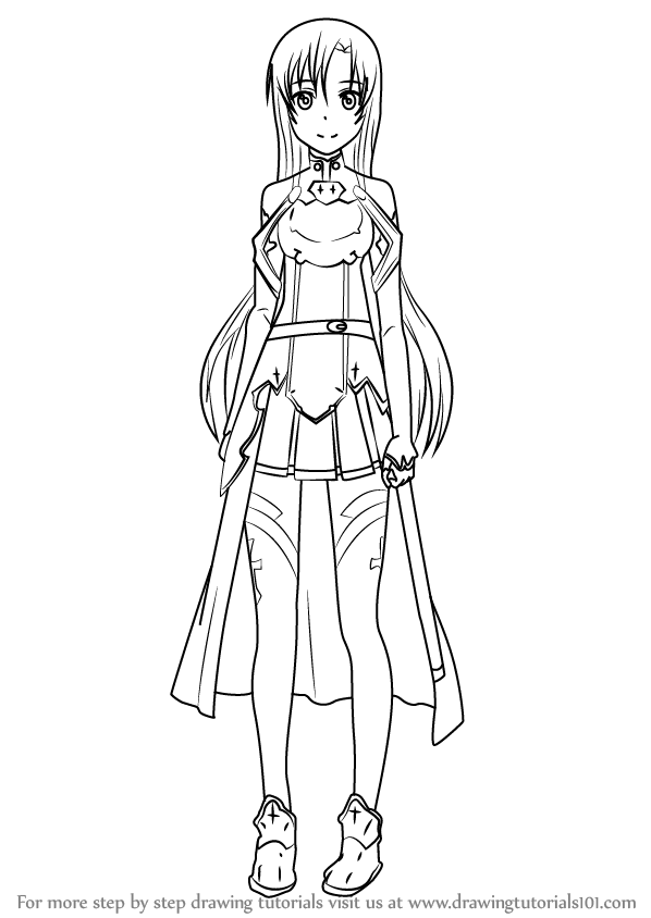 598x844 Learn How To Draw Asuna From Sword Art Online - Asuna Drawing