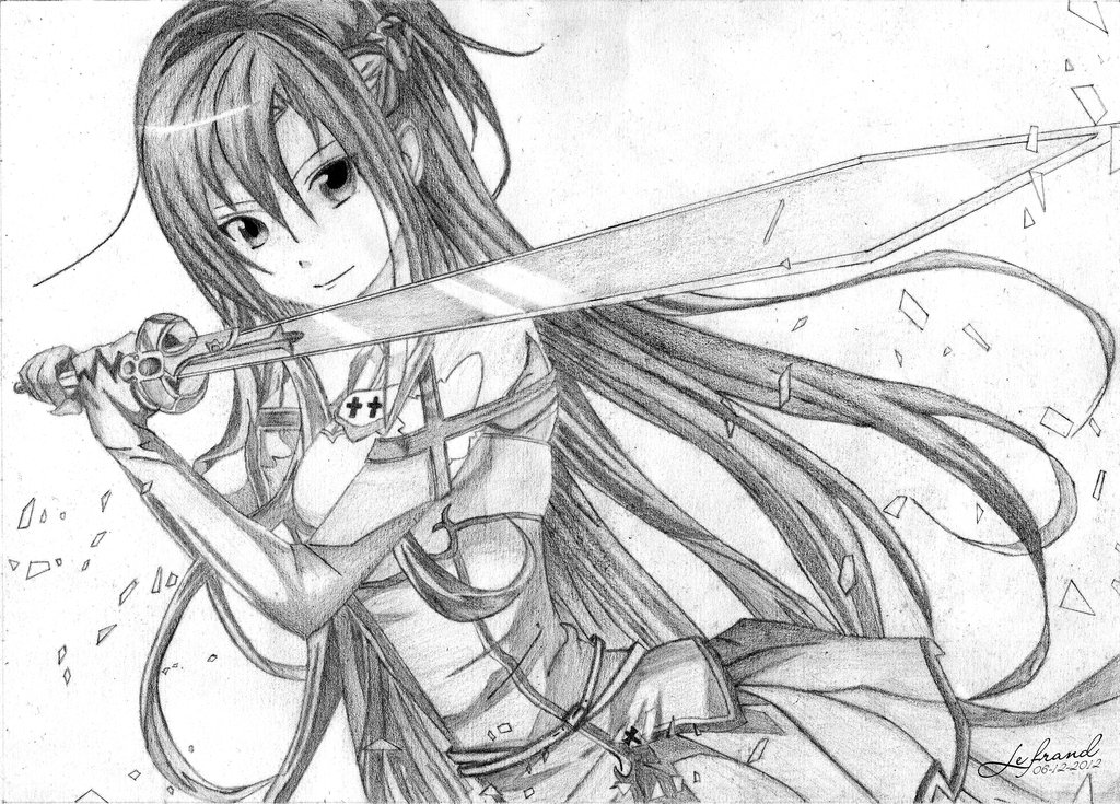 1024x735 Rapier Drawing Sword Asuna For Free Download - Asuna Drawing