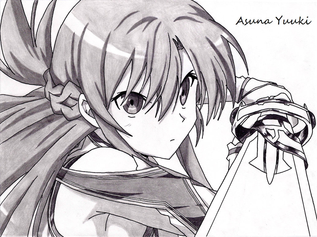 1034x773 Kirito Drawing Asuna Yuuki For Free Download - Asuna Drawing
