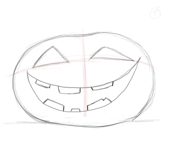 600x500 drawing pumpkin faces - Asymmetrical Drawing