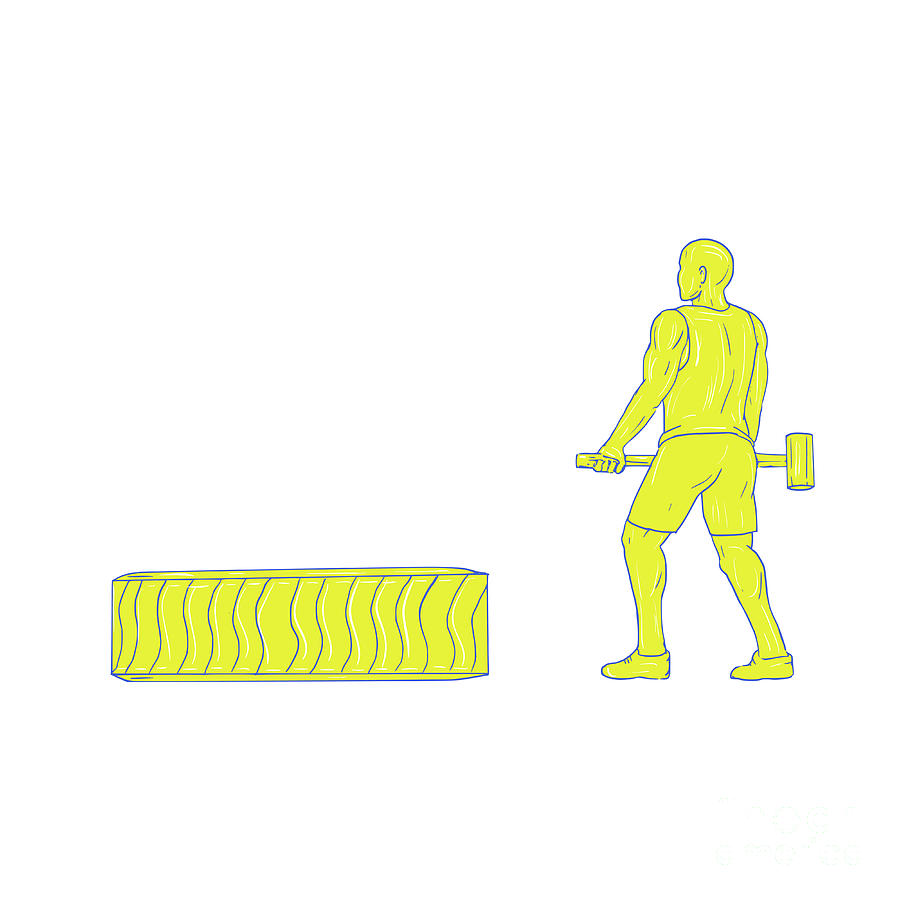 900x900 fitness athlete hammer workout drawing digital art - Athlete Drawing