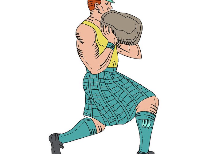 700x500 stone throw highland games athlete drawing greeting card for sale - Athlete Drawing