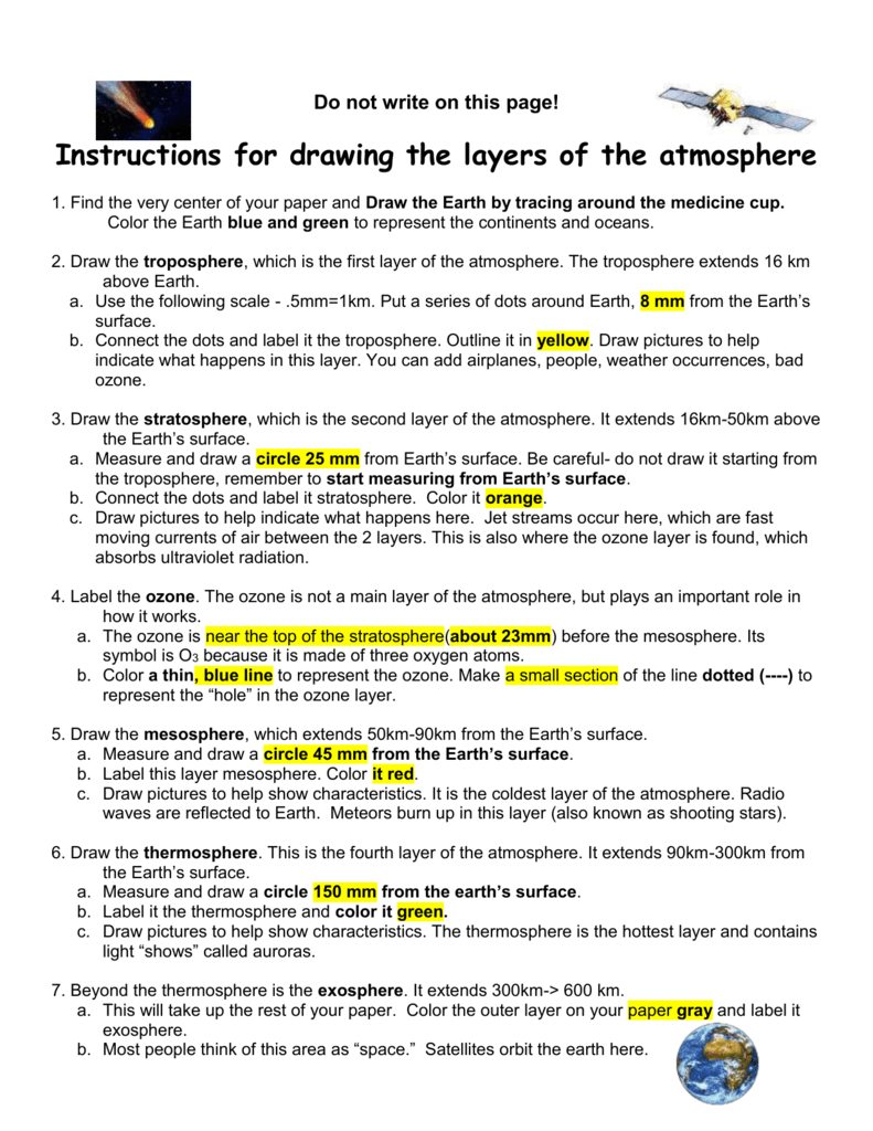 791x1024 instructions for drawing the layers of the atmosphere - Atmosphere Drawing