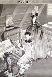 201x300 vintage illustration art ink drawing deco style women - Attic Drawing