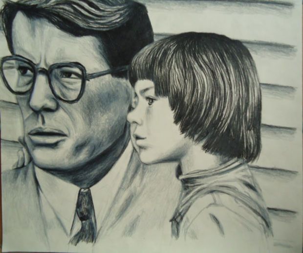 620x517 original to kill a mockingbird artwork, hand drawing of scout - Atticus Finch Drawing