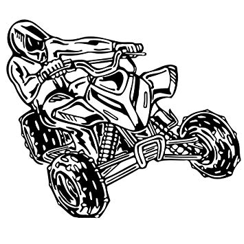 355x355 wall decals atv quad bike racing rider extreme speed - Atv Drawing