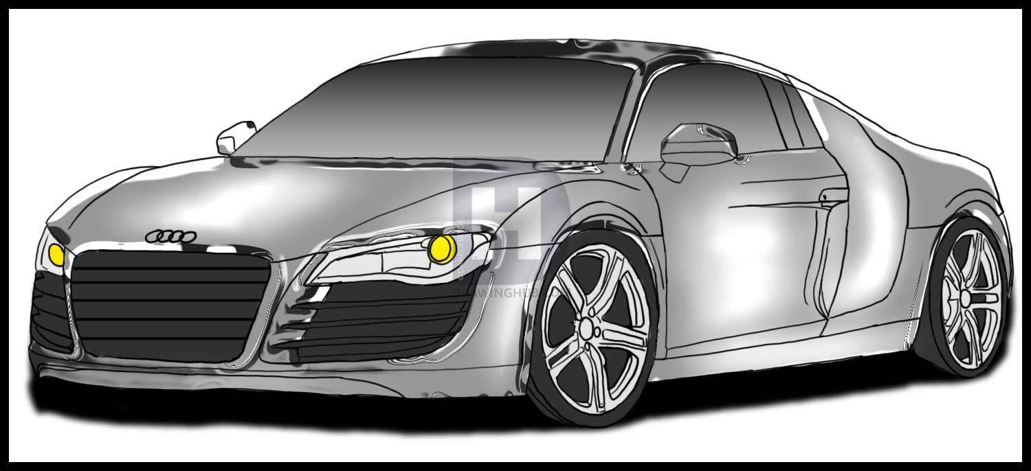 1500x686 How To Draw An Audi, Step - Audi Drawing
