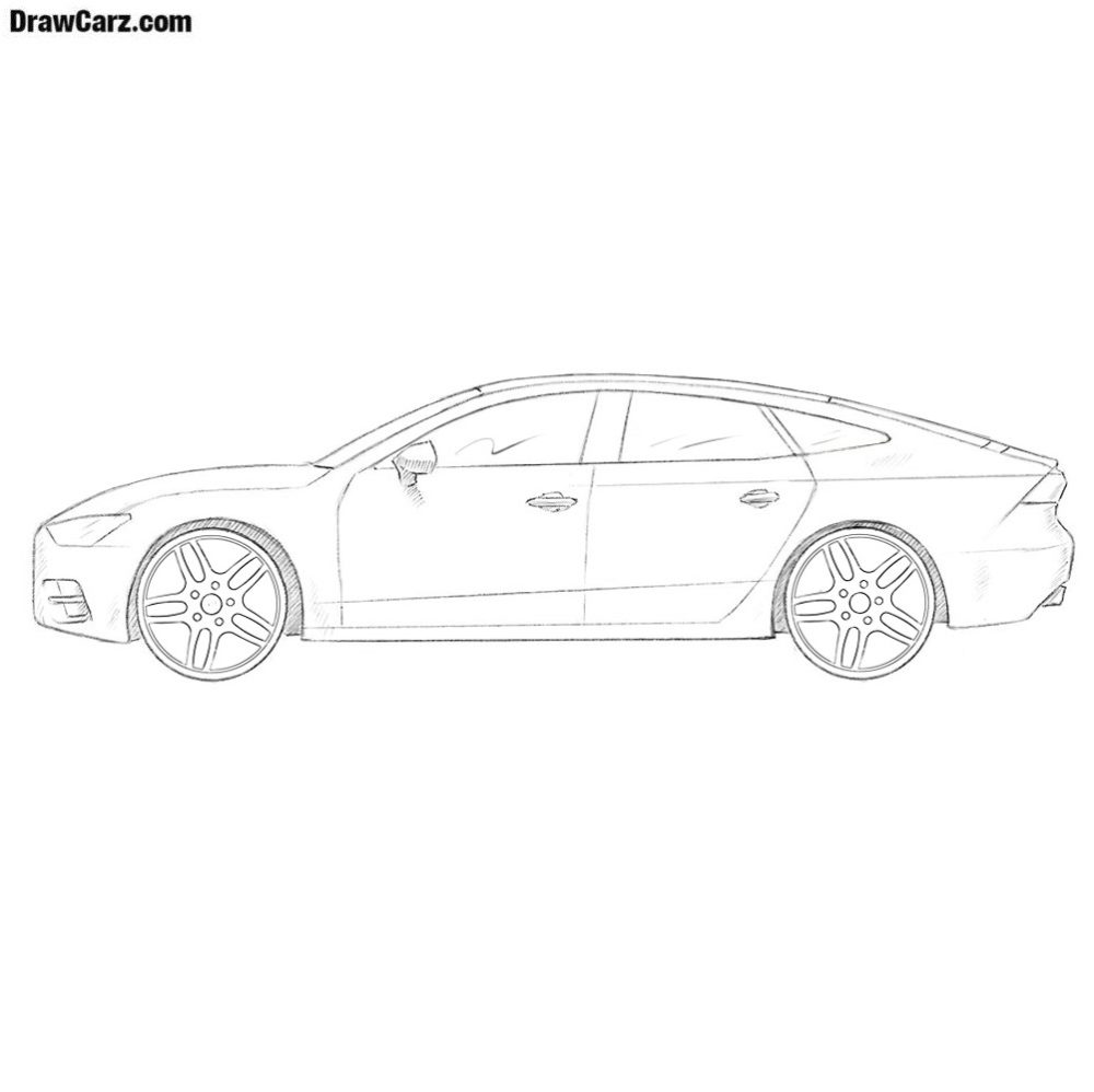 1000x998 how to draw an audi drawcarz - Audi Drawing