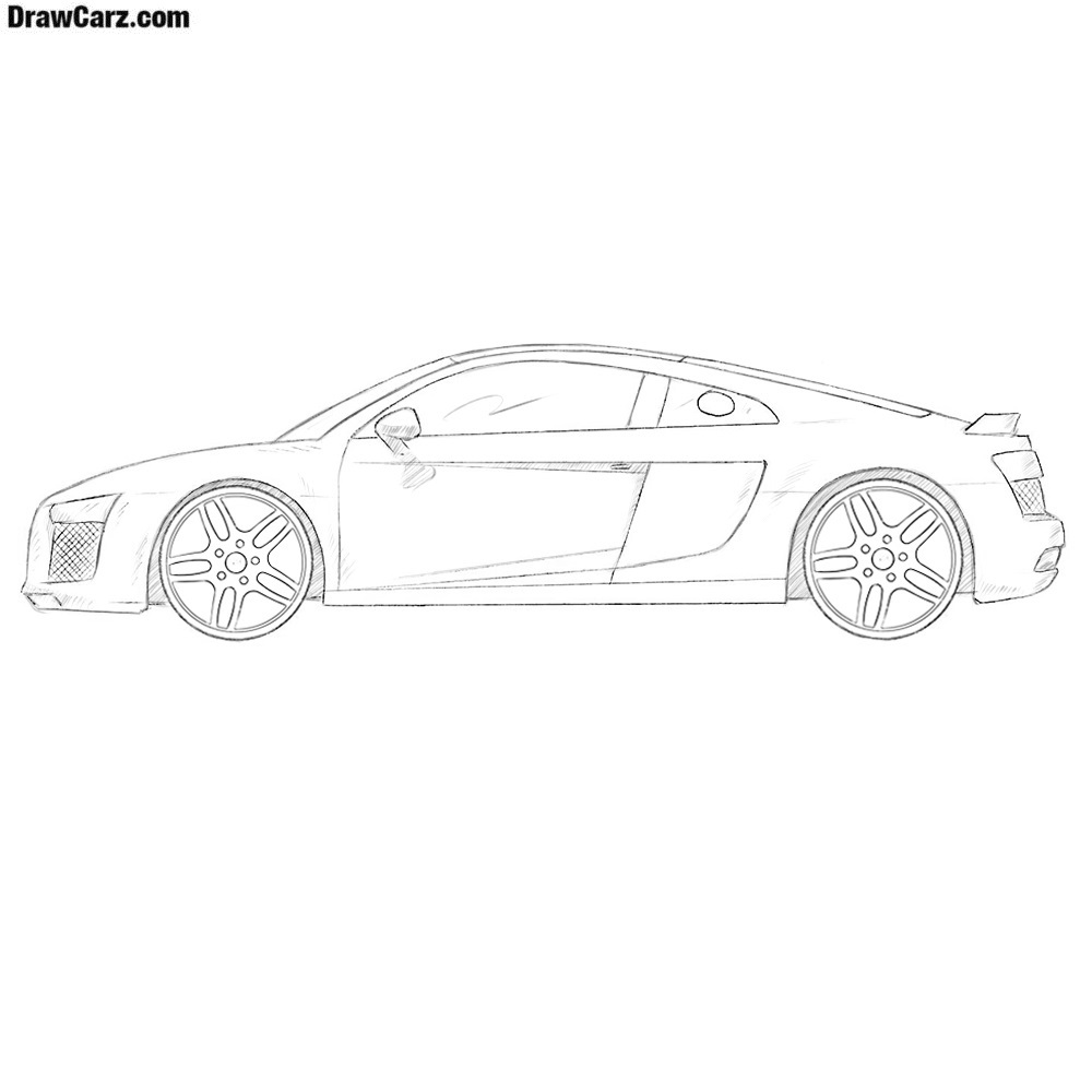 1000x1000 how to draw an audi drawcarz - Audi R8 Drawing