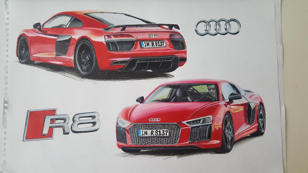 audi r8 drawing easy