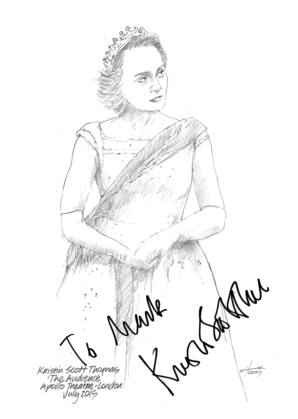 1000x1406 Drawing Kristin Scott Thomas In The Audience Chicanepictures - Audience Drawing