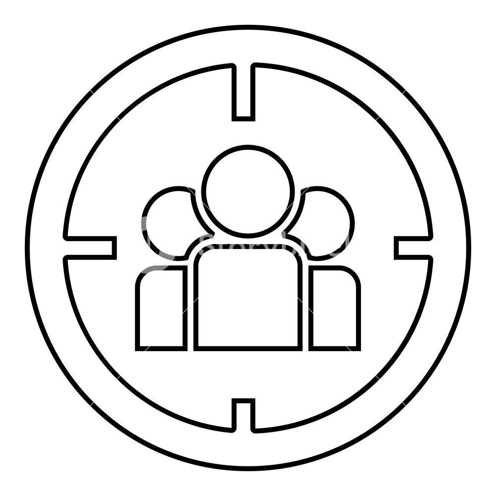 1000x1000 people in target or target audience icon black color vector - Audience Drawing