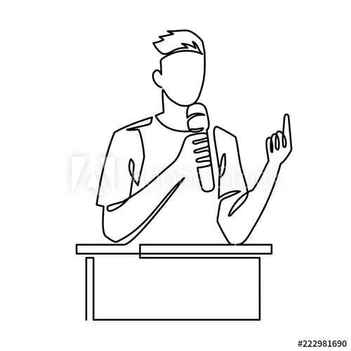 500x500 Continuous Line Drawing Of Business Coach Talking Before Audience - Audience Drawing