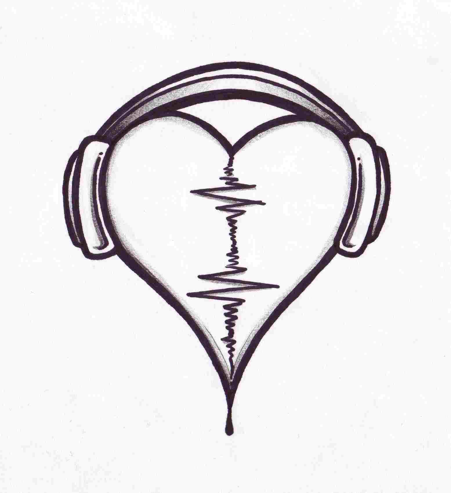 1555x1700 tattoo audio heart design - Audio Drawing