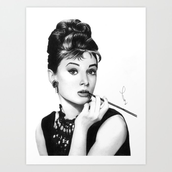 700x700 audrey hepburn pencil drawing art print - Audrey Hepburn Drawing