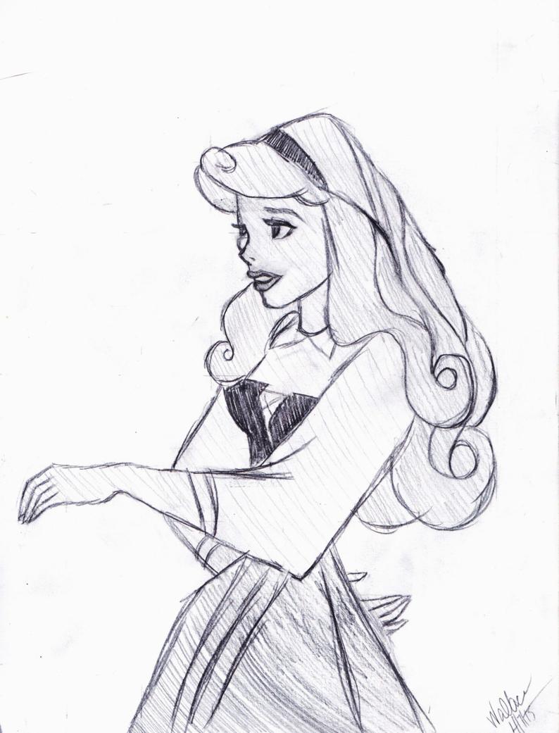 794x1041 Disney's Sleeping Beauty's Princess Aurora Sketch Etsy - Aurora Drawing