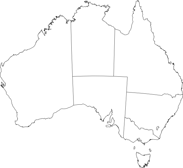 600x552 australia line drawing plain clip art - Australia Drawing
