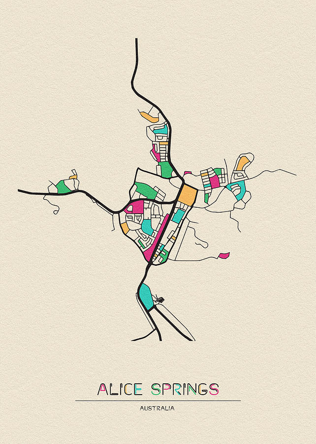 642x900 Alice Springs, Australia City Map Drawing - Australia Map Drawing