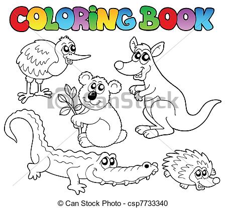 450x415 coloring book australian animals - Australian Animals Drawings