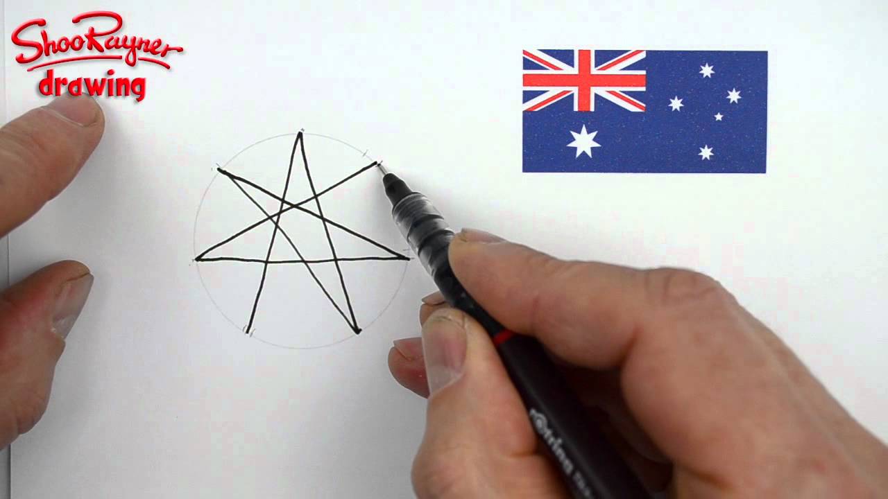1280x720 How To Draw A Seven Sided Star For Australia Day - Australian Flag Drawing