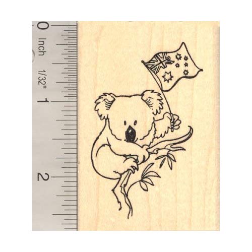 500x500 koala with australian flag rubber stamp arts, crafts - Australian Flag Drawing