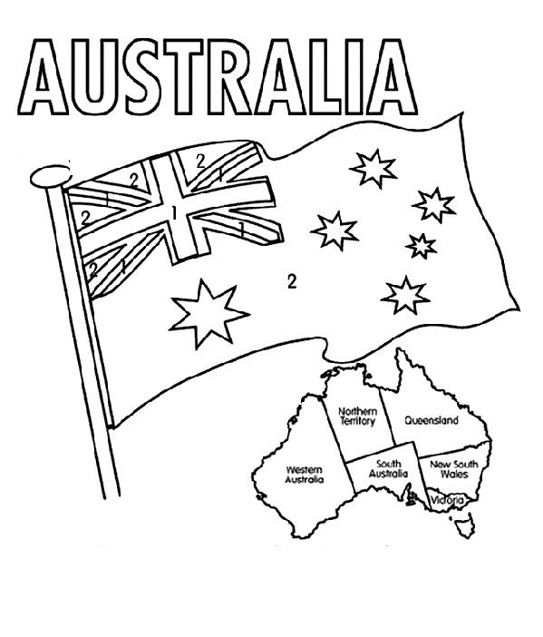 599x702 the australian flag flying day coloring for kids rules - Australian Flag Drawing