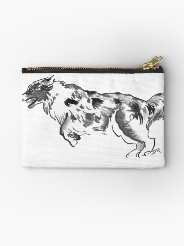 750x1000 australian shepherd drawing studio pouches - Australian Shepherd Drawing