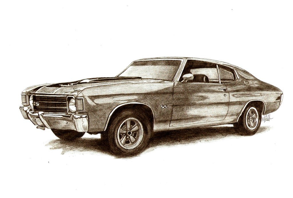 1024x695 muscle car sketches auto art - Auto Drawing