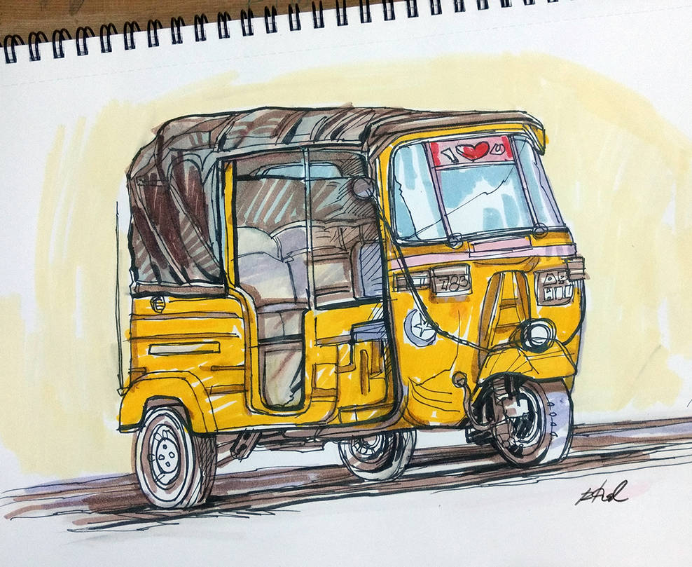 Auto Rickshaw Drawing at PaintingValley.com | Explore collection of