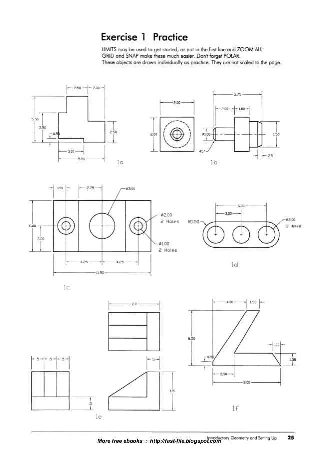 autocad 3d mechanical drawing exercises pdf
