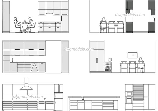 540x380 furniture dwg models and autocad blocks free download - Autocad Kitchen Drawings