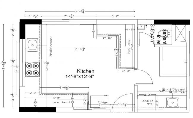 650x400 Typical Kitchen Structure Layout In Autocad Format - Autocad Kitchen Drawings