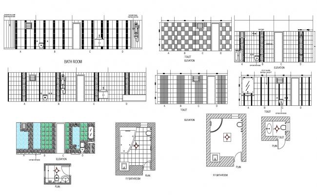 650x400 autocad drawing of toilets and bathroom with elevation - Autocad Toilet Elevation Drawing