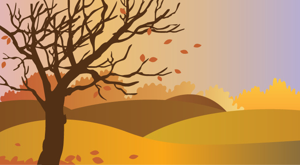 600x330 autumn scenery drawing illustration with falling leaves free - Autumn Drawing