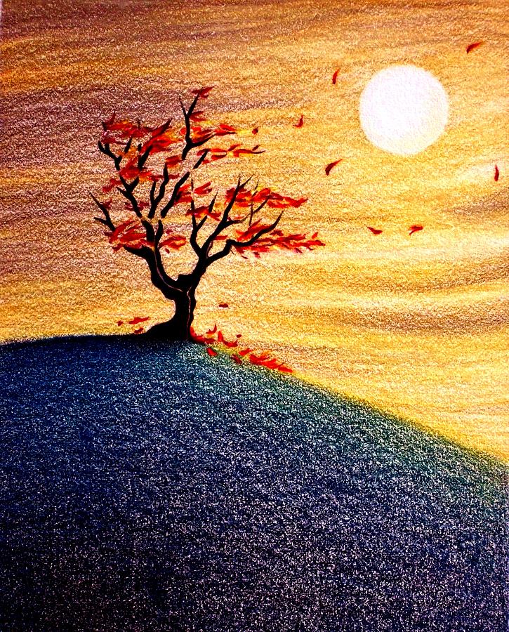 725x900 little autumn tree drawing - Autumn Drawing