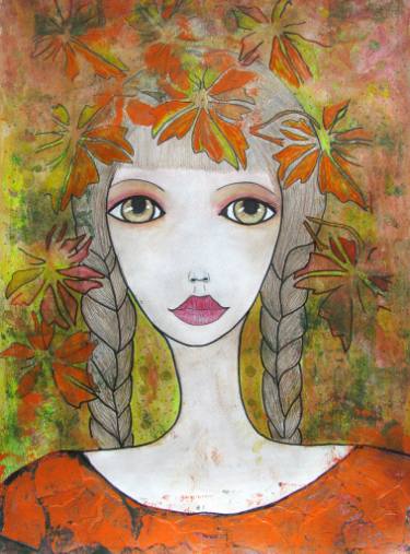 375x507 autumn girl drawing - Autumn Drawing