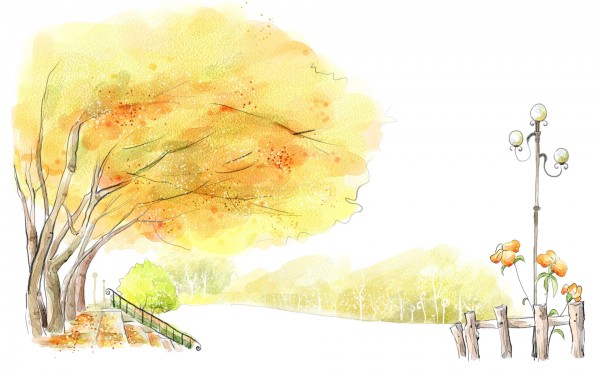600x375 Fall Scenery Drawing Widescreen Wallpaper Wide Wallpapers Net - Autumn Scenery Drawing