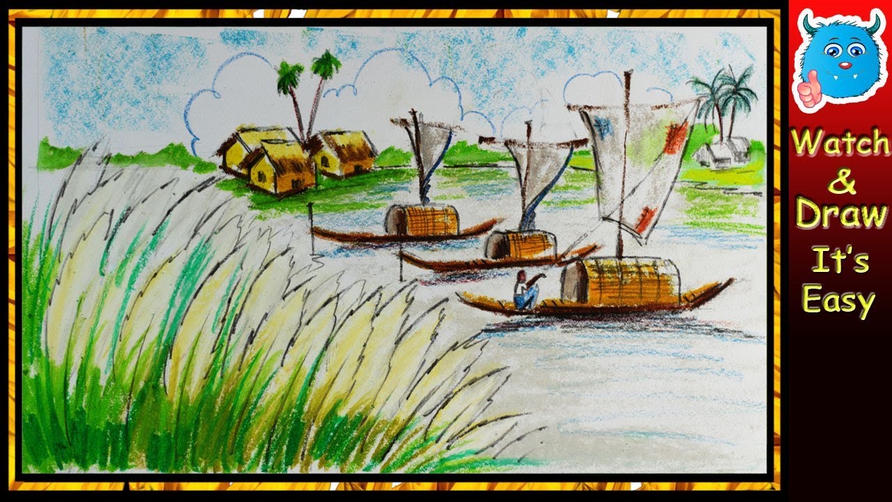 1280x720 how to draw scenery of autumn season landscape drawing step - Autumn Scenery Drawing