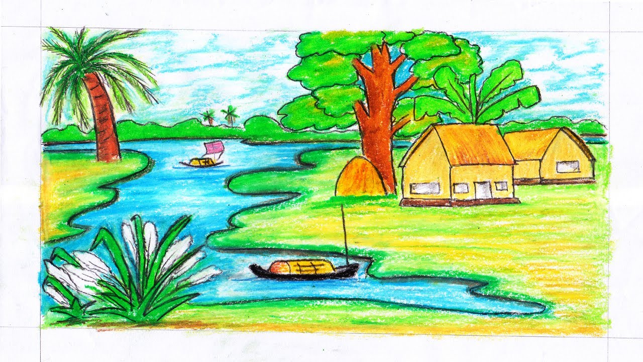 1280x720 how to draw village scenery autumn season - Autumn Scenery Drawing