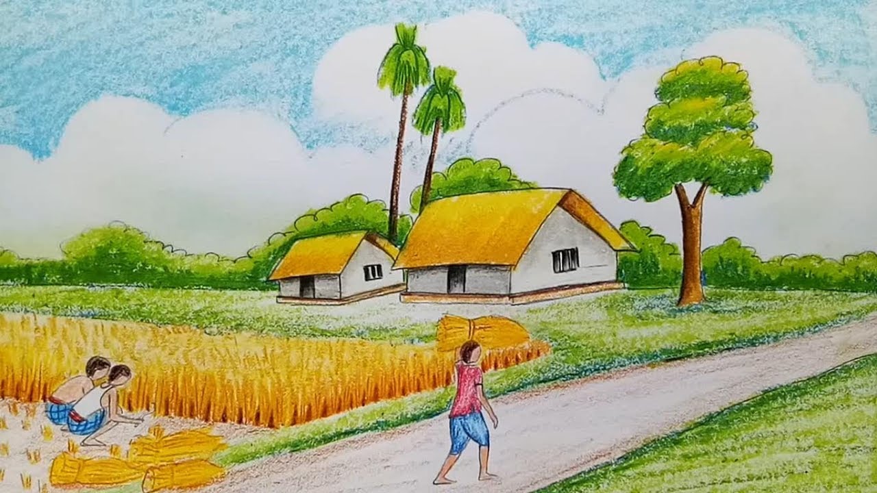 1280x720 how to draw landscape scenery of late autumn step - Autumn Scenery Drawing