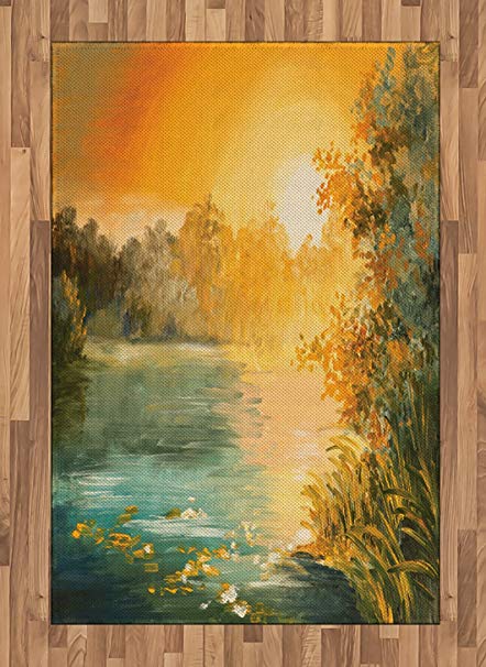442x606 ambesonne country area rug, pastel color sunset - Autumn Scenery Drawing