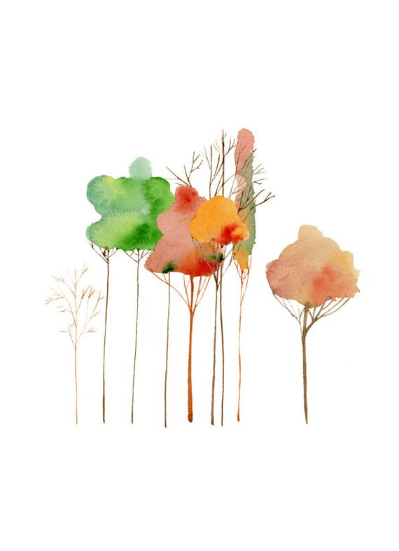 570x787 Autunm Tree Art Print Tree Watercolour Tree Drawing Print Etsy - Autumn Tree Drawing