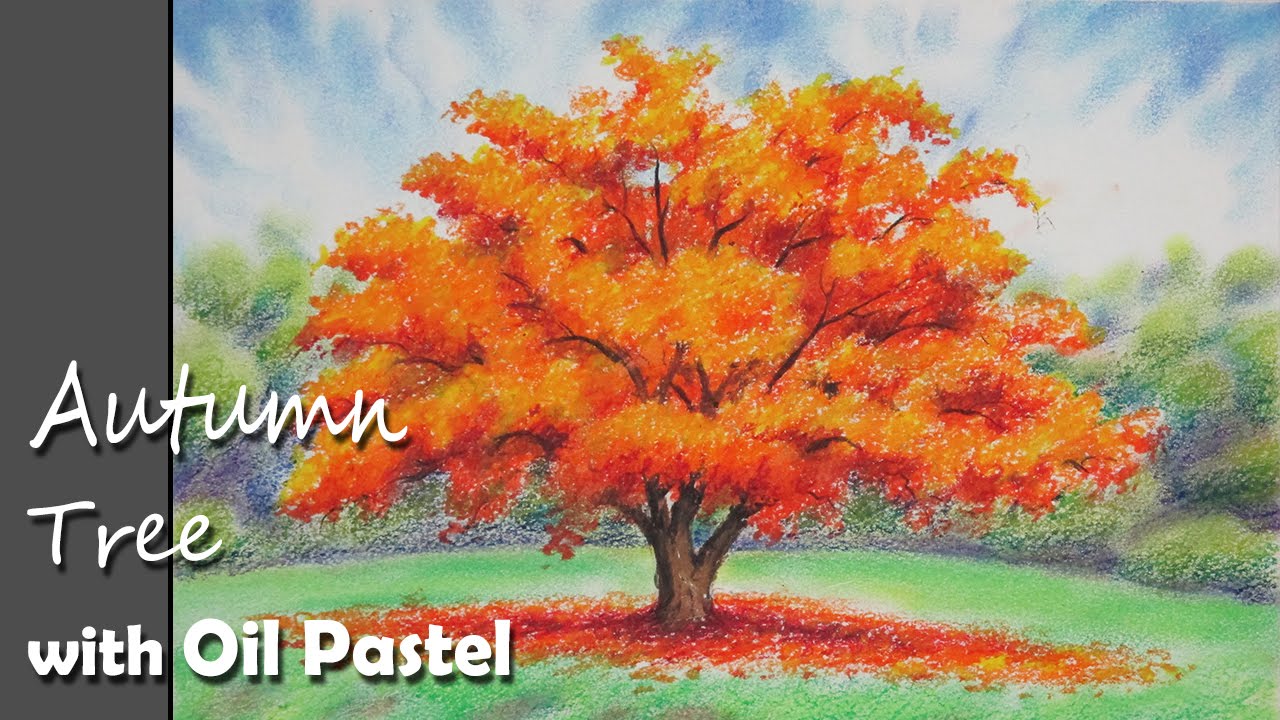 1280x720 How To Paint An Autumn Tree With Oil Pastel Lesson - Autumn Tree Drawing