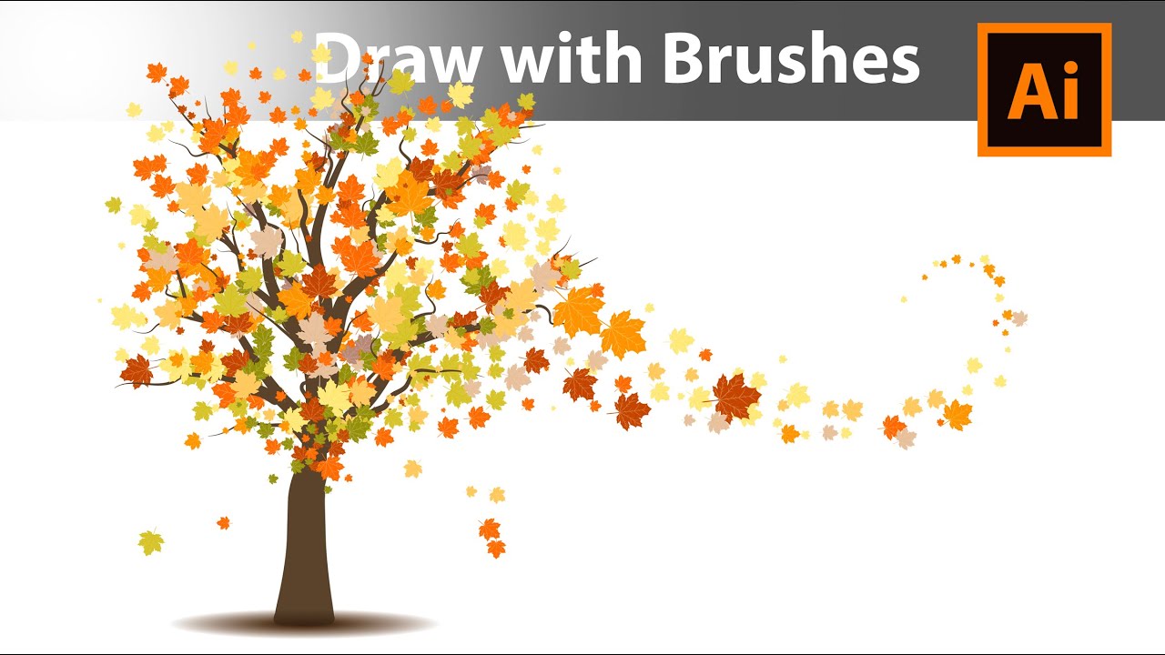 1280x720 How To Draw An Autumn Tree With Brushes In Adobe Illustrator - Autumn Tree Drawing