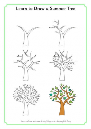 320x452 Learn To Draw An Autumn Tree - Autumn Tree Drawing
