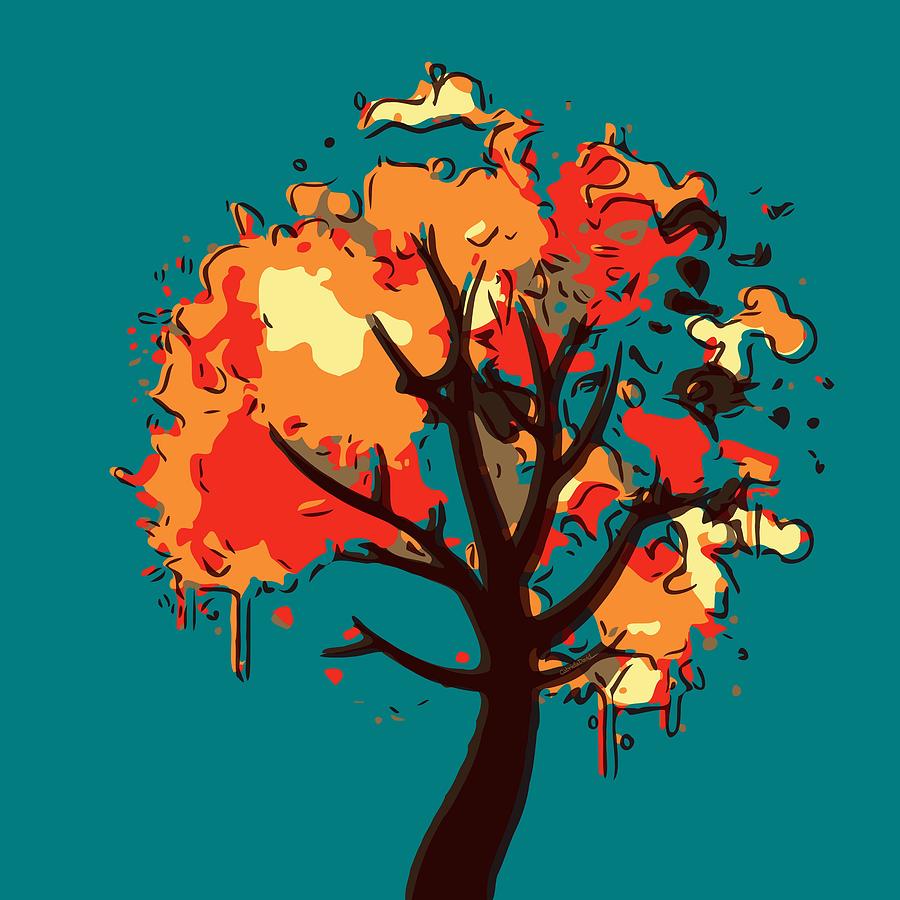 900x900 autumn tree abstract drawing - Autumn Tree Drawing